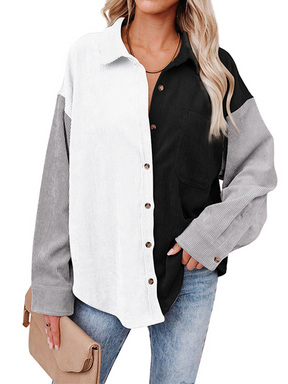 Womens Corduory Button Down Shacket