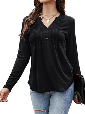 V Neck Henley Shirts Long Sleeve