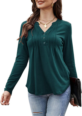 V Neck Henley Shirts Long Sleeve