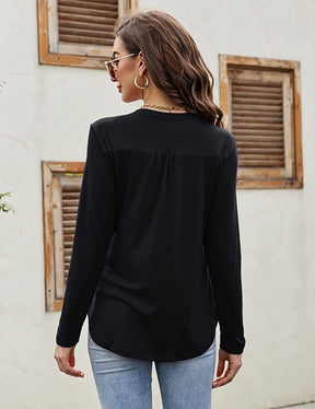 V Neck Henley Shirts Long Sleeve